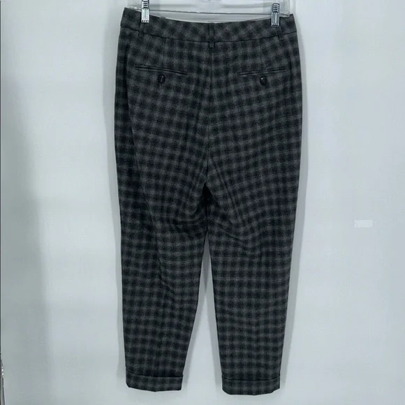 Peserico IT 42 Gray Plaid Virgin Wool Cropped Tailored Pants US 6 - Picture 4 of 14